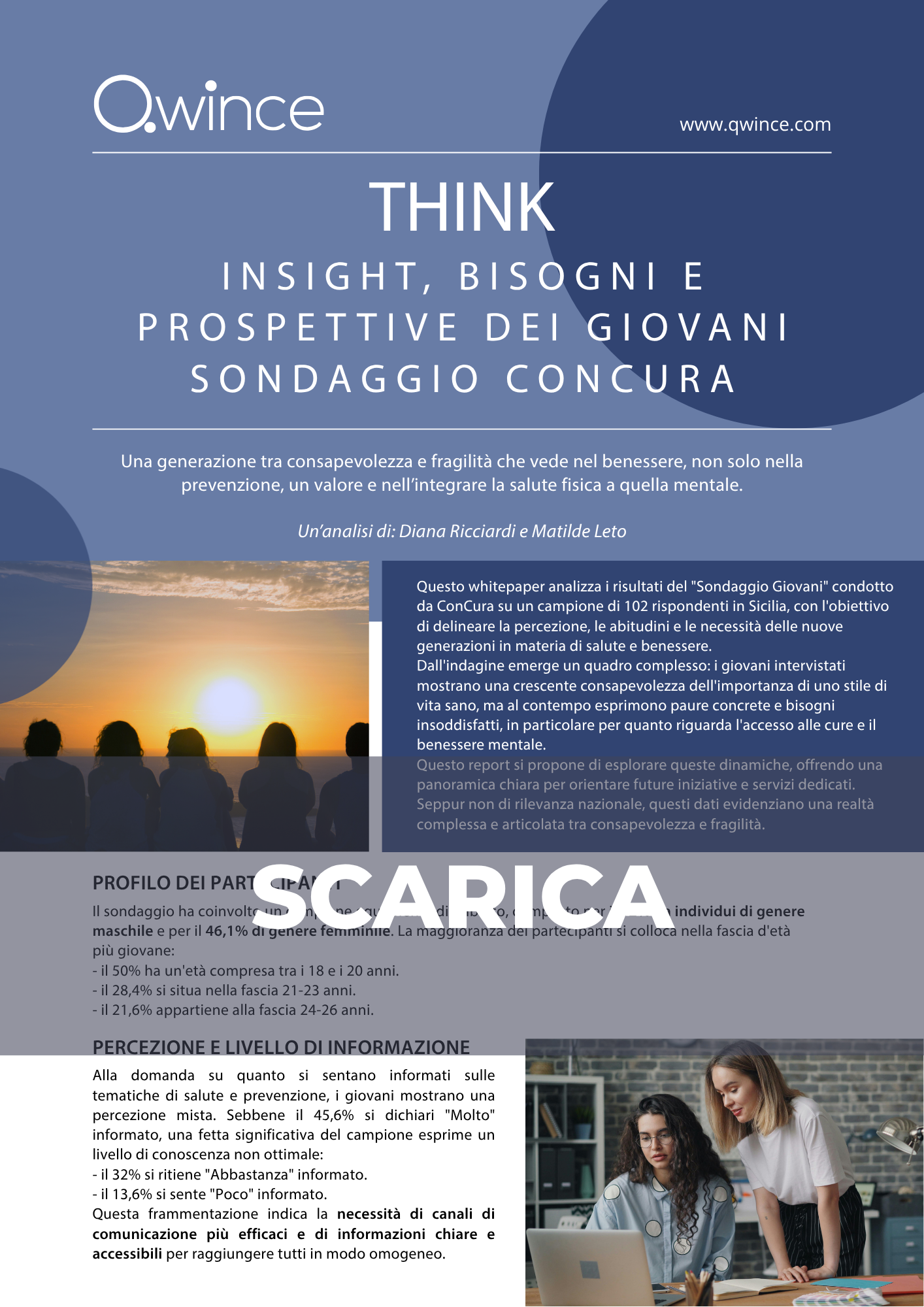 Copertina: THINK: Insight, bisogni e prospettive dei giovani. Sondaggio ConCura.